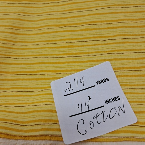Striped Cotton Fabric Material Sewing Quilting 2.25 Yards Yellow Brown - Picture 3 of 3